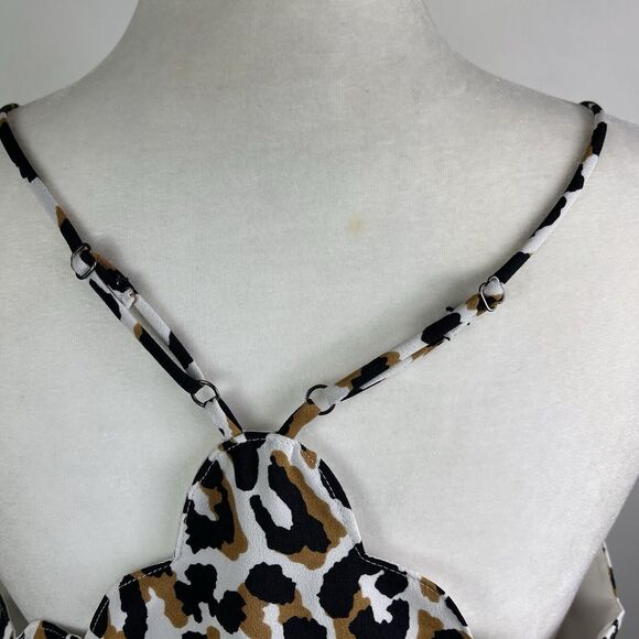 J. CREW Factory Y2K Cami Tank Top Size 6 Scalloped Neck Animal Print Racer Back - Picture 5 of 10